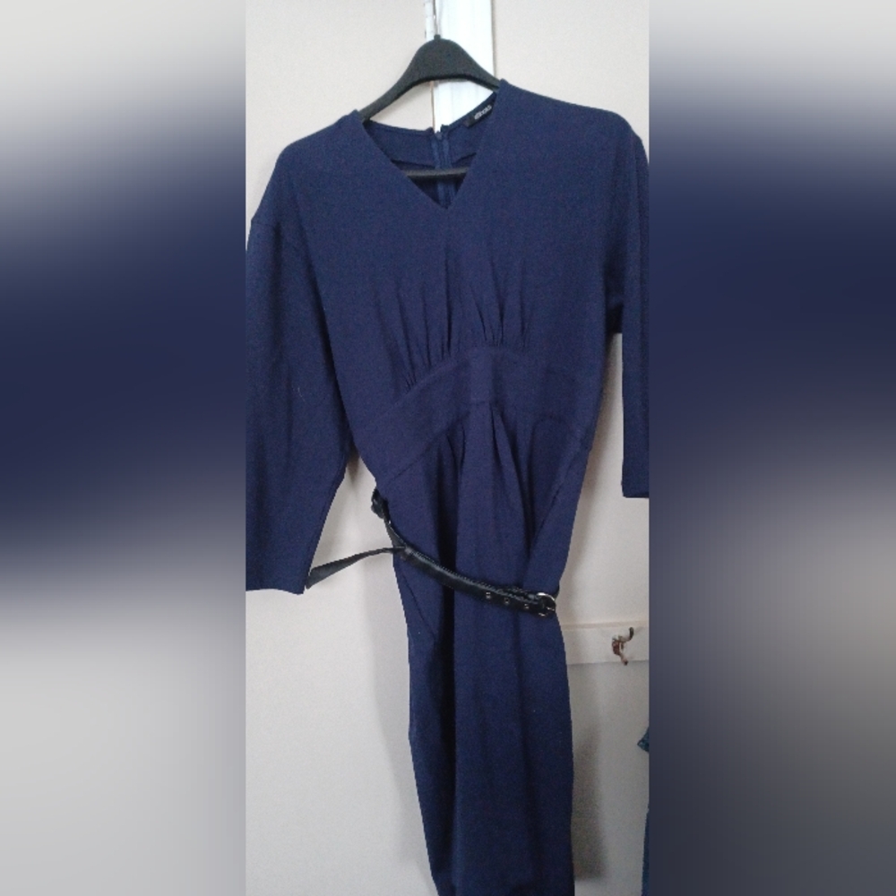 EShakti custom navy blue dress